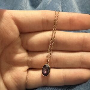 EARTHBOUND Gold Chain with Purple Pendant Necklace